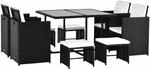 Outsunny Gartenset Polyrattan Metall Polyester Wei&szlig; Schwarz 109L x 109B x 72H cm