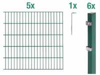Metallzaun Grund-Set Doppelstabmatte Grün z. Einbetonieren 100 cm x 10 m