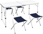 vidaXL Campingtisch mit 4 Hockern Klappbar H&ouml;henverstellbar 120x60 cm 41328