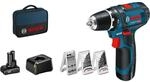 Bosch Professional 12 V Akku-Bohrschrauber GSR 12V-15 inkl. 2 Ah Akkus