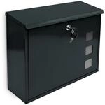 Relaxdays Briefkasten Metall Schwarz Abschlie&szlig;bar 34,5 cm x 33 cm x 10,5 cm