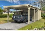 Skan Holz Flachdach-Einzelcarport Emsland 404 cm x 846 cm mit Abstellraum