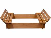 Dobar Sandkasten aus Holz mit Deckel und Sitzbank FSC®