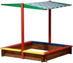 Sandkasten XL Holz mit Dach Bunt 120 cm x 120 cm x 125 cm FSC&reg;