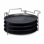 Relaxdays Pizzablech 4er Set mit St&auml;nder Eisen Antihaftbeschichtet 20 cm x 32 cm x