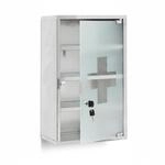Relaxdays Medizinschrank Edelstahl Glas Abschlie&szlig;bar 50,5 cm x 30 cm x 18 cm 3,3 kg