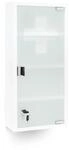 Relaxdays Medizinschrank Metall Glas Wei&szlig; Abschlie&szlig;bar 57 cm x 27 cm x 12 cm 3,7 kg