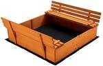 Wiltec Sandkasten Mit Deckel 2 Sitzb&auml;nke 98X98X21Cm Sandkiste Holz Sandbox
