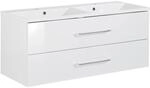 Fackelmann Doppel-Waschtisch B.clever 120 cm Wei&szlig; Hochglanz mit Softclose-System