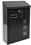 Relaxdays Briefkasten Metall Schwarz Abschlie&szlig;bar Mit 3 Fenstern 25 cm x 40 cm x 10