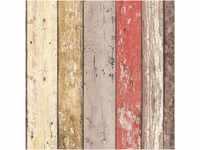 Bricoflor Vintage Tapete in Holzoptik Bretter Tapete in Rot und Braun Rustikale