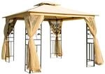 Outsunny Pavillon Stahl 180g/m&sup2; Polyester Beige + Schwarz L300 x B300 x H280 cm
