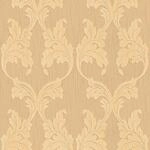 Bricoflor Ornament Vliestapete in Apricot Beige Edle Vlies Textiltapete mit Bl&auml;tter