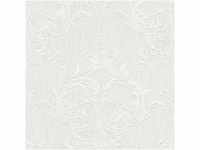 Bricoflor Rokoko Tapete Weiß Helle Vlies Textiltapete mit Barock Muster Elegant