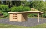 Karibu Holz-Gartenhaus &Auml;ngelholm Natur Pultdach Unbehandelt 340 cm x 280 cm