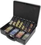 HMF 10026-02 Geldkassette M&uuml;nzz&auml;hlbrett 2 Tragegriffen 30 x 24 x 9 cm Schwarz