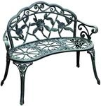 Outsunny Gartenbank 2 Sitzer mit Rosen-Blumenmuster und Ornamenten