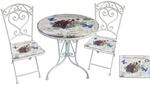 Garden Pleasure Bistro-Set Floral 3-teilg Wei&szlig;