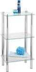 Wenko Regal Yago Viereckig Chrom mit 3 Glasablagen 74 cm x 40 cm x 30 cm