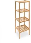 Relaxdays Badregal Bambus mit 4 Ablagen Freistehend 110 cm x 34 cm x 33 cm 3,2 kg