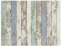 Bricoflor Holz Tapete Maritim Gestreift Shabby Chic Tapete in Weiß und Blau Vintage