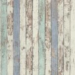 Bricoflor Holz Tapete Maritim Gestreift Shabby Chic Tapete in Wei&szlig; und Blau Vintage