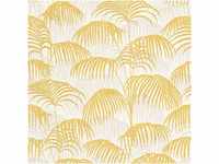 Bricoflor Palmen Textiltapete Weiß Gold Vlies Palmentapete mit Farn Design...