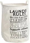 Zeller Present W&auml;schesammler Laundry Rules Canvas &Oslash; 38 cm x 48 cm Beige