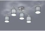 Trio Deckenlampe Garda Nickel matt 5-flammig E14 mit Stoffschirm