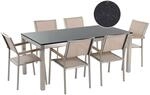 Beliani Gartentisch Set GROSSETO Schwarz Beige Silber 90x180x87
