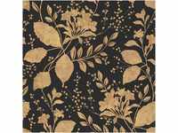 Bricoflor Tapete Schwarz Gold Vliestapete mit Blätter Muster Elegant Florale