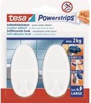Tesa Selbstklebehaken Wei&szlig; oval 2 St&uuml;ck mit 4 x Powerstrips Large