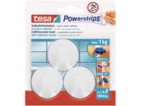 Tesa Selbstklebehaken Weiß rund 3 Stück mit 4 x Powerstrips Large