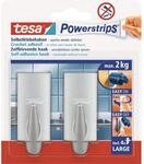 Tesa Selbstklebehaken Chrom matt eckig 2 St&uuml;ck mit 4 x Powerstrips Large