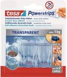 Tesa Powerstrips 2 Deko Haken Transparent mit 4 x Powerstrips Large