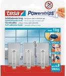 Tesa Selbstklebehaken Chrom eckig 3 St&uuml;ck mit 4 x Powerstrips Small