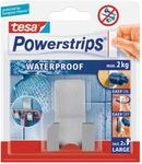 Tesa Waterproof Doppelhaken schmal Edelstahl mit 2 x Powerstrips Large
