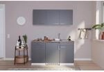 Respekta K&uuml;chenzeile KB150WG 150 cm Grau-Wei&szlig; Gl&auml;nzend