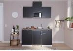 Respekta K&uuml;chenzeile KB150WSMI 150 cm Schwarz-Wei&szlig;