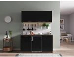 Respekta K&uuml;chenzeile KB150EYS 150 cm Schwarz-Eiche York Nachbildung