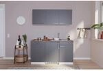 Respekta K&uuml;chenzeile KB150WGC 150 cm Grau-Wei&szlig;