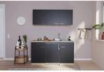 Respekta Economy K&uuml;chenzeile KB150ESSC 150 cm Schwarz-Eiche S&auml;gerau