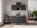 Respekta K&uuml;chenzeile KB150BGMI 150 cm Grau-Buche Nachbildung