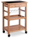 Zeller K&uuml;chenrollwagen Bambus mit Glas-Top 58 cm x 40 cm x 85 cm Natur