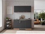 Respekta K&uuml;chenzeile KB150BG 150 cm Grau-Buche Nachbildung