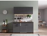 Respekta K&uuml;chenzeile KB150EYGC 150 cm Grau-Eiche York Nachbildung