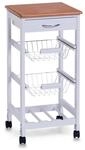 Zeller K&uuml;chenrollwagen MDF mit Bambusdekor-Top 37 cm x 37 cm x 76,5 cm Wei&szlig;