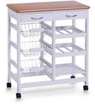 Zeller K&uuml;chenrollwagen MDF mit Bambusdekor-Top 66 cm x 36 cm x 76 cm Wei&szlig;