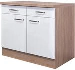 Flex-Well Exclusiv K&uuml;chen-Unterschrank Valero 100 cm Hochglanz Wei&szlig;-Sonoma...