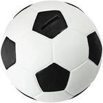 HMF 4790-01 Spardose Fu&szlig;ball Lederoptik 15 cm Durchmesser Schwarz Wei&szlig;